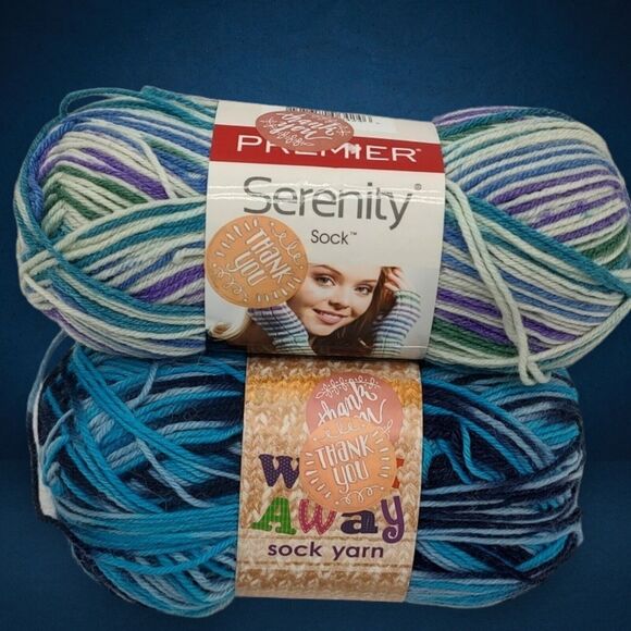 Mix Sock Yarn Lot of 2 Premier Serenity Color Borealis Yarn Bee Heel to Toe #42 - Picture 1 of 12